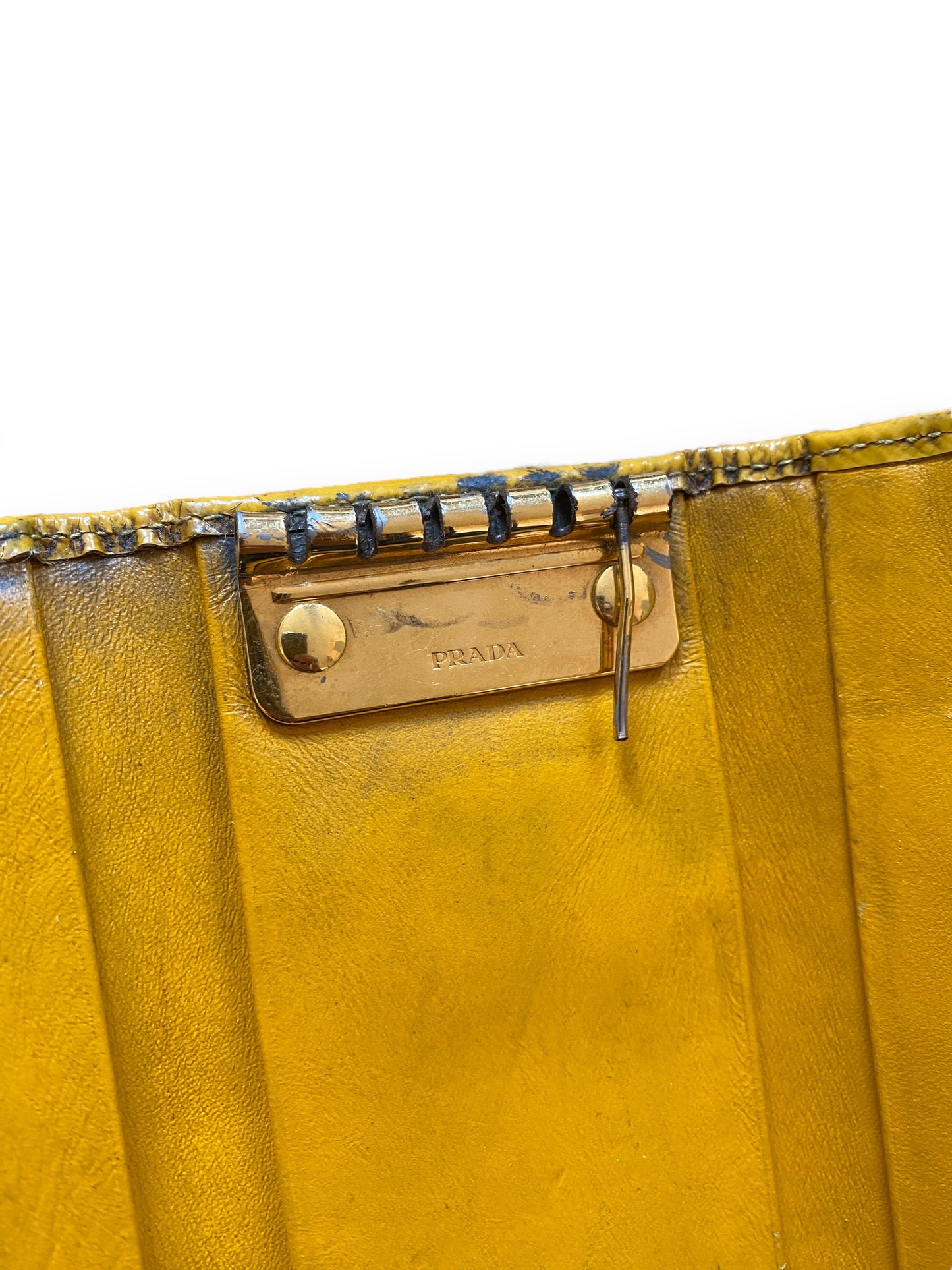 PRADA YELLOW SAFFIANO LEATHER KEYS WALLET