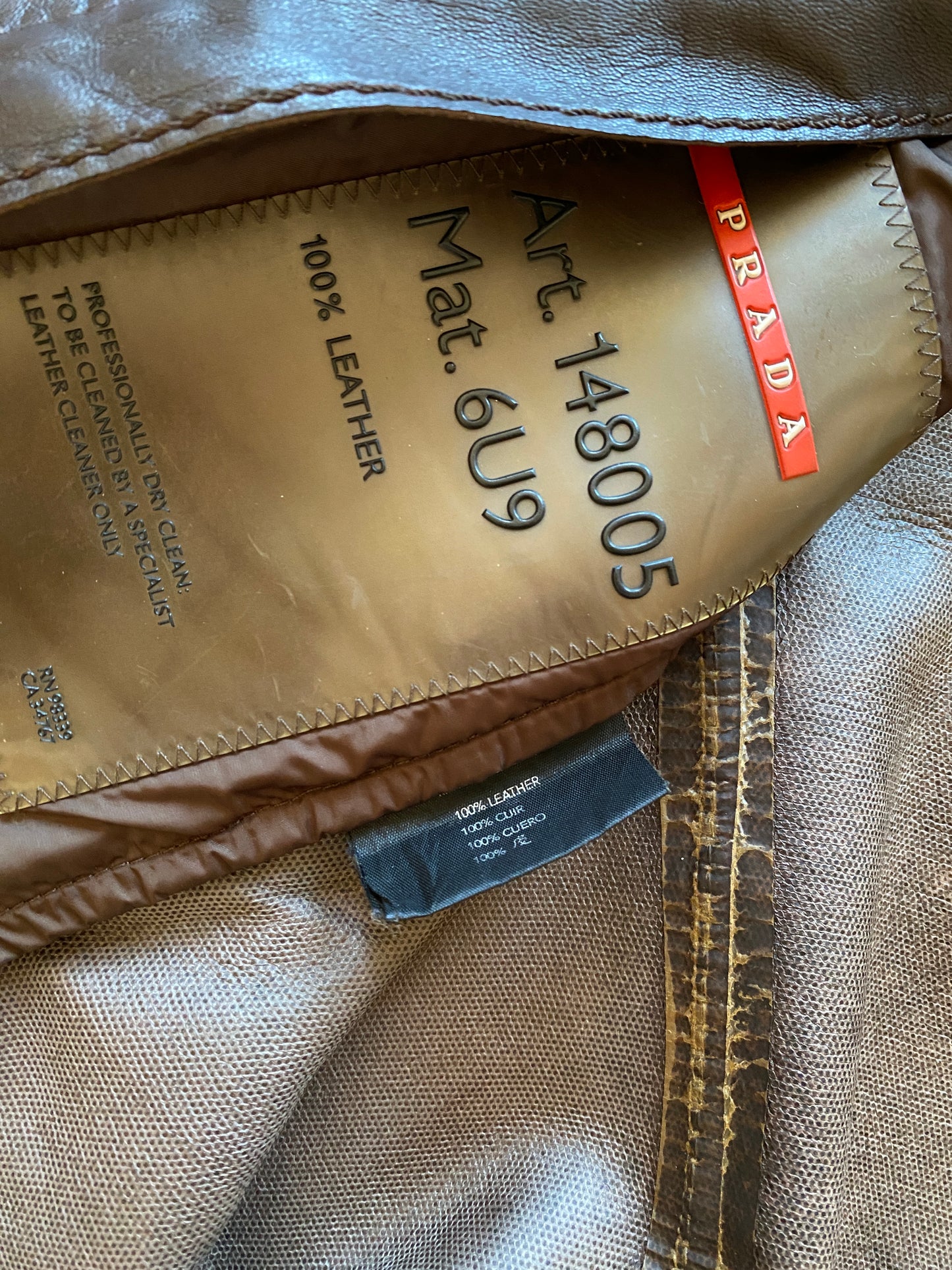 PRADA SPORT MOTORS BROWN LEATHER JACKET