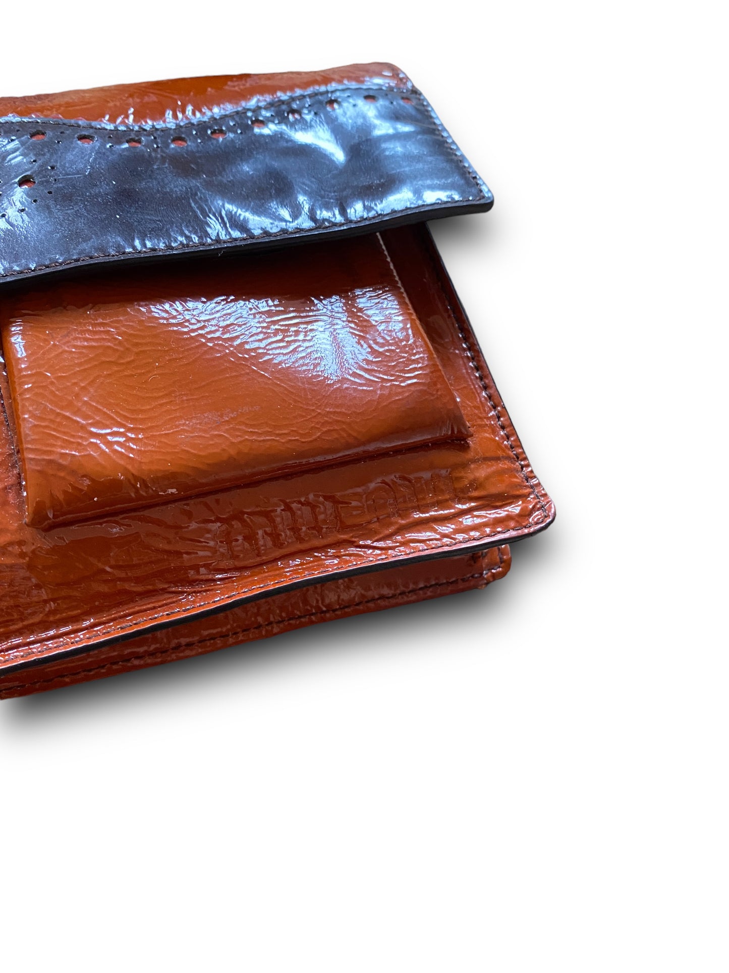 MIU MIU 90s ORANGE PATTENT LEATHER HANDBAG