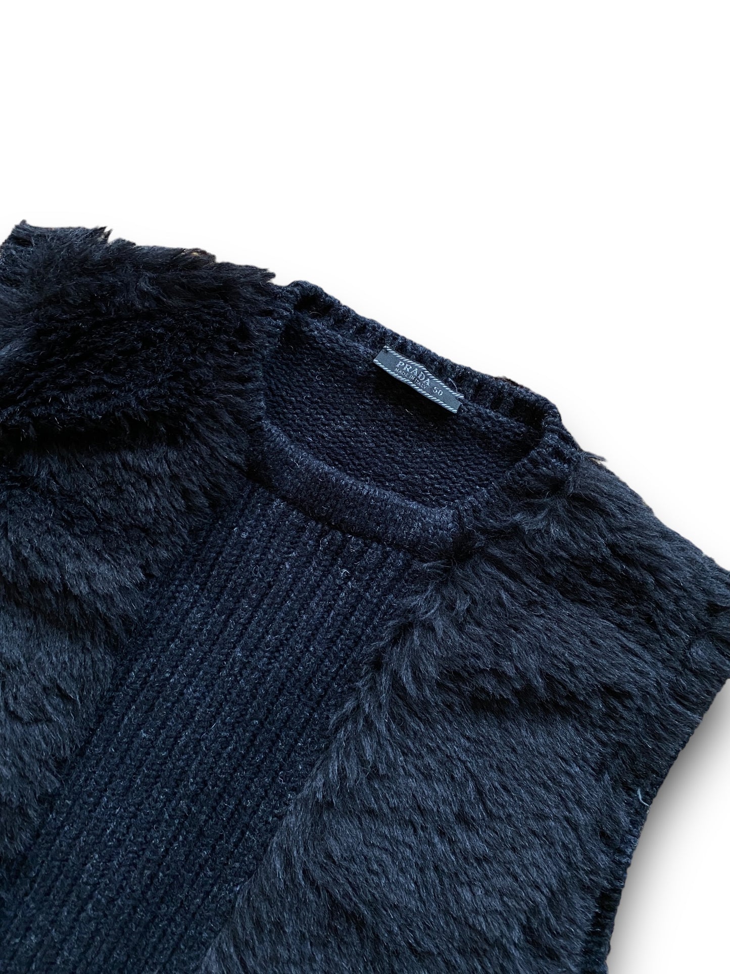 PRADA FW2007 BLACK FUR WOOL VEST SAMPLE (M-L)