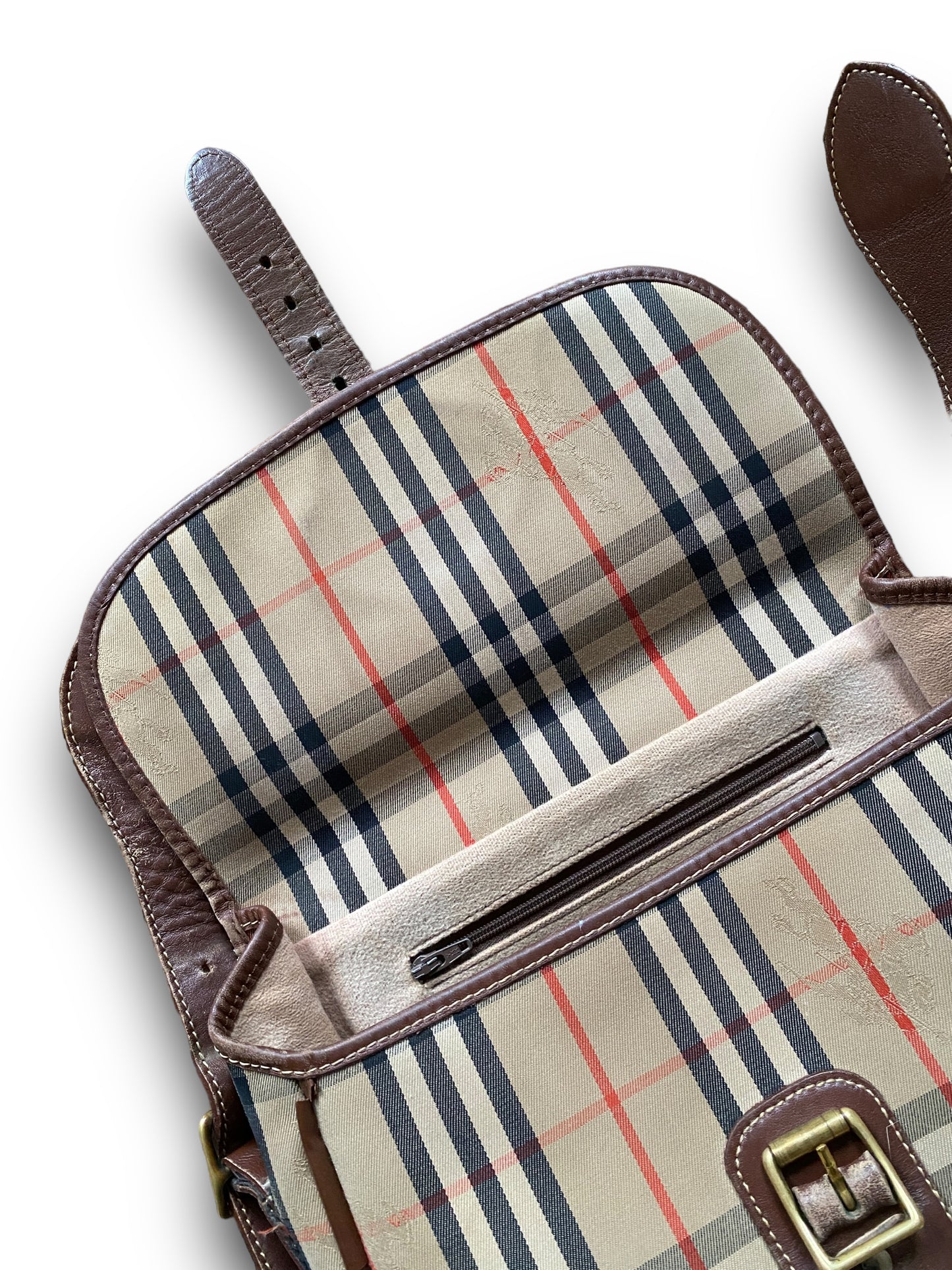 BURBERRYS LEATHER X CANVAS CROSSBODY BAG