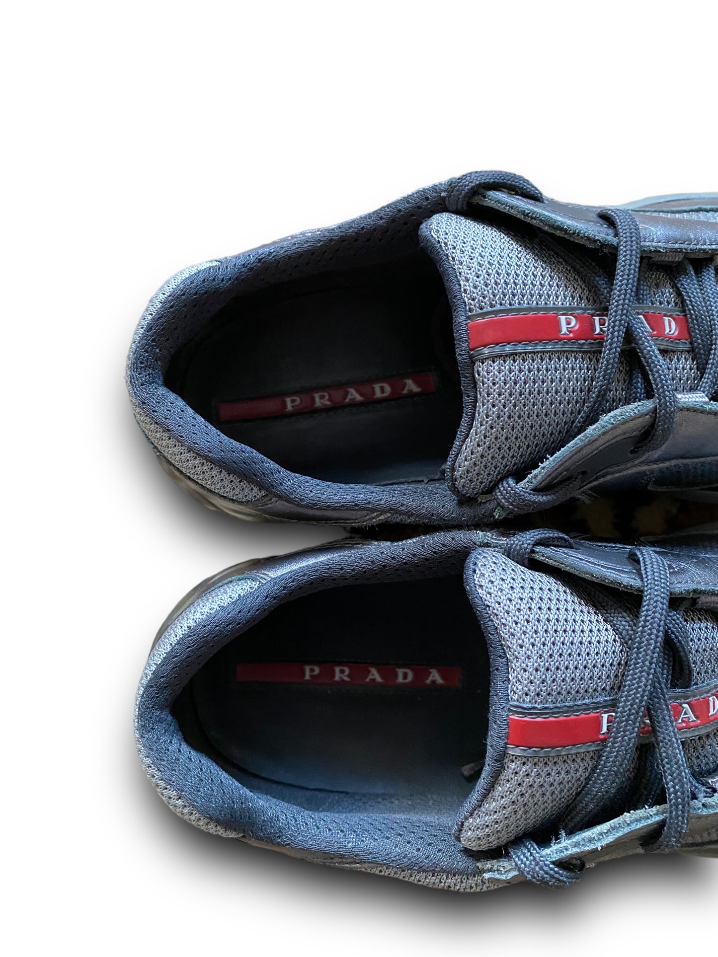 PRADA GREY SILVER LEATHER AMERICA’S CUP SHOES