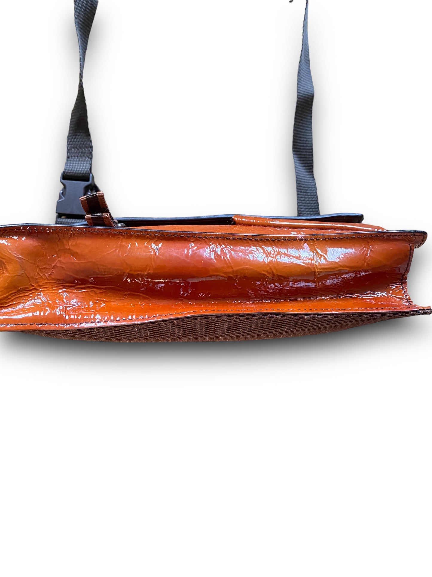 MIU MIU 90s ORANGE PATTENT LEATHER HANDBAG