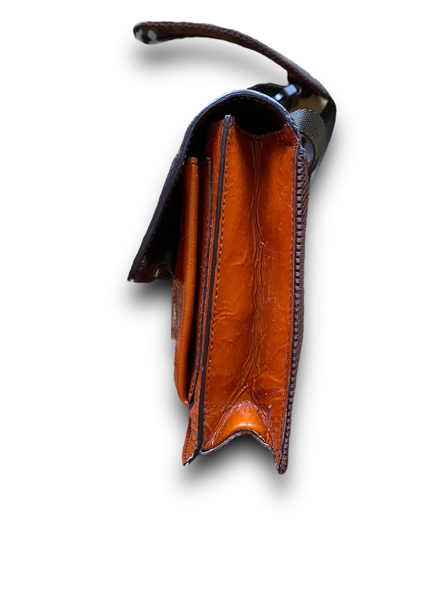 MIU MIU 90s ORANGE PATTENT LEATHER HANDBAG