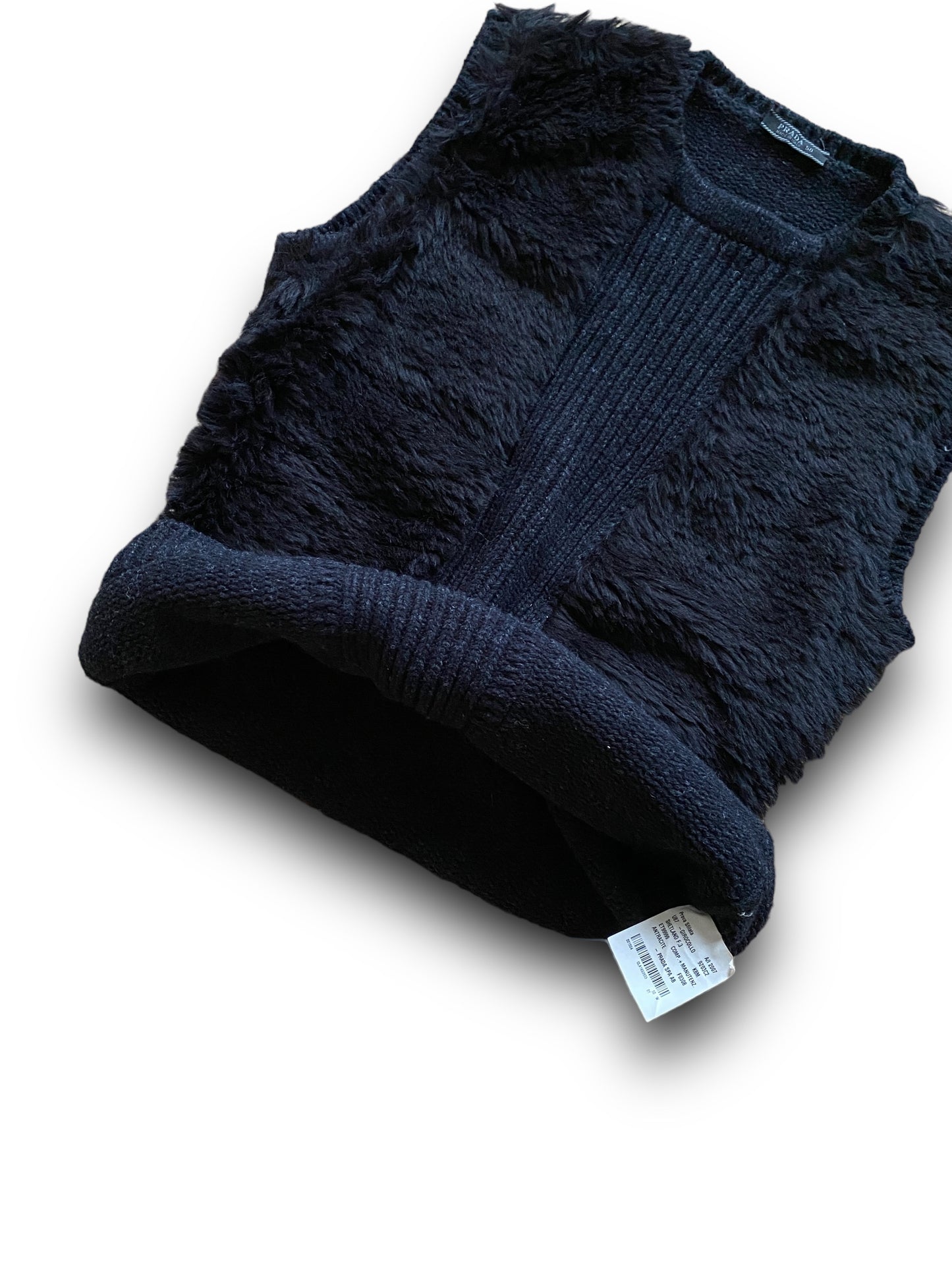 PRADA FW2007 BLACK FUR WOOL VEST SAMPLE (M-L)