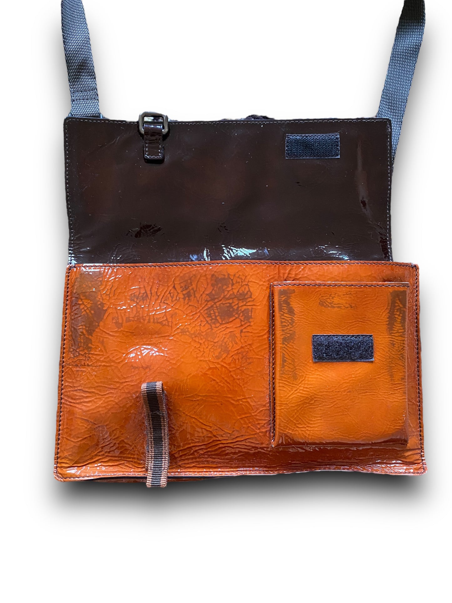 MIU MIU 90s ORANGE PATTENT LEATHER HANDBAG