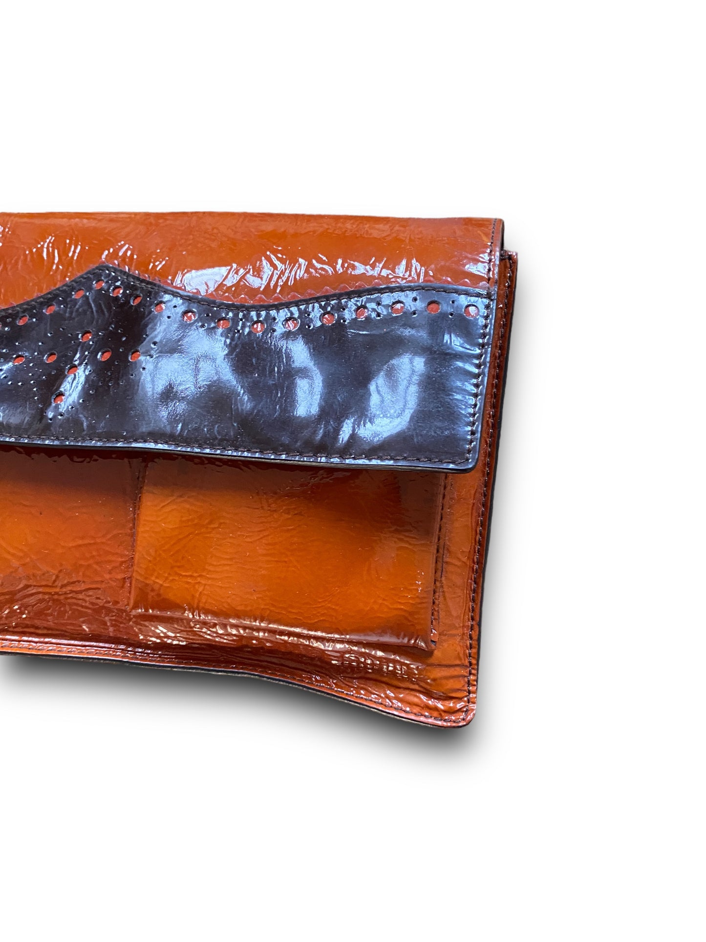 MIU MIU 90s ORANGE PATTENT LEATHER HANDBAG