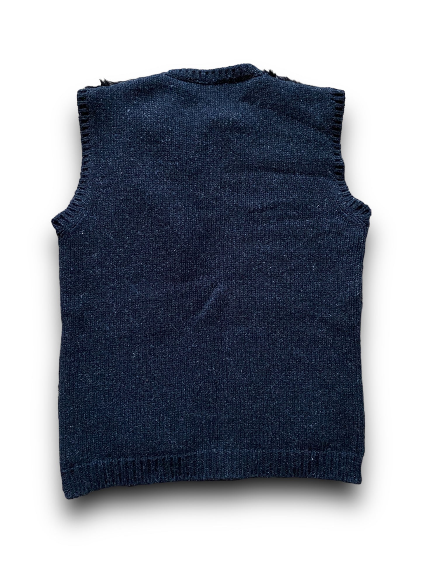 PRADA FW2007 BLACK FUR WOOL VEST SAMPLE (M-L)
