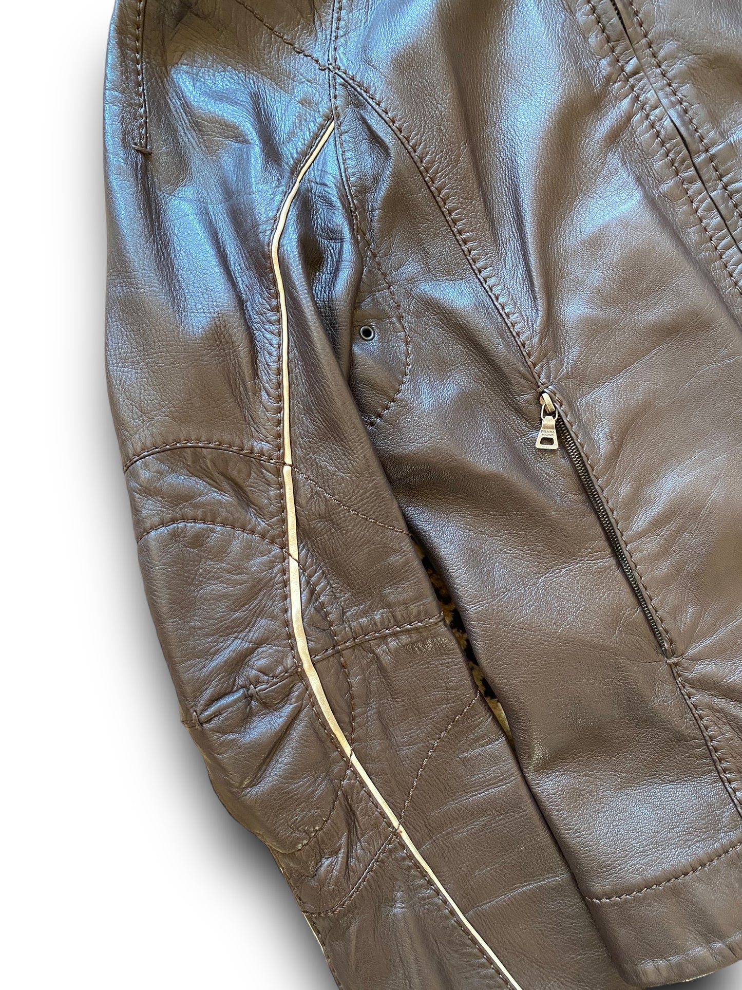 PRADA SPORT MOTORS BROWN LEATHER JACKET