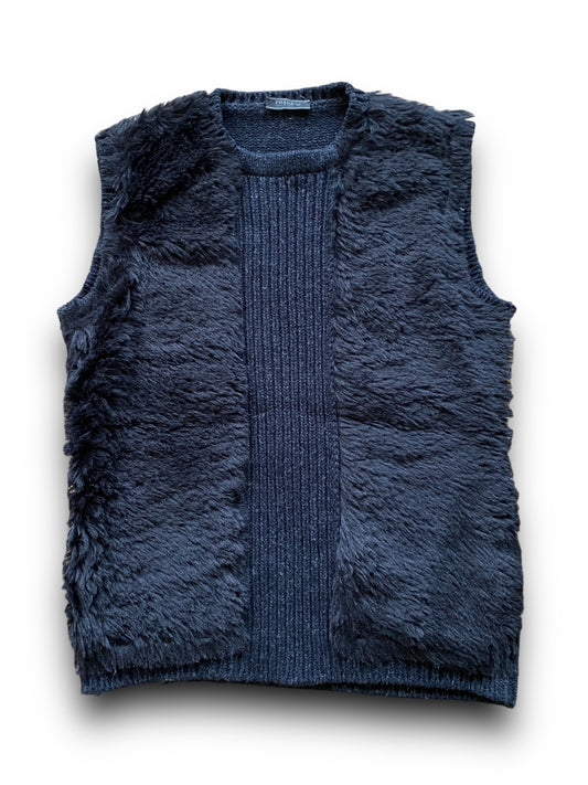 PRADA FW2007 BLACK FUR WOOL VEST SAMPLE (M-L)