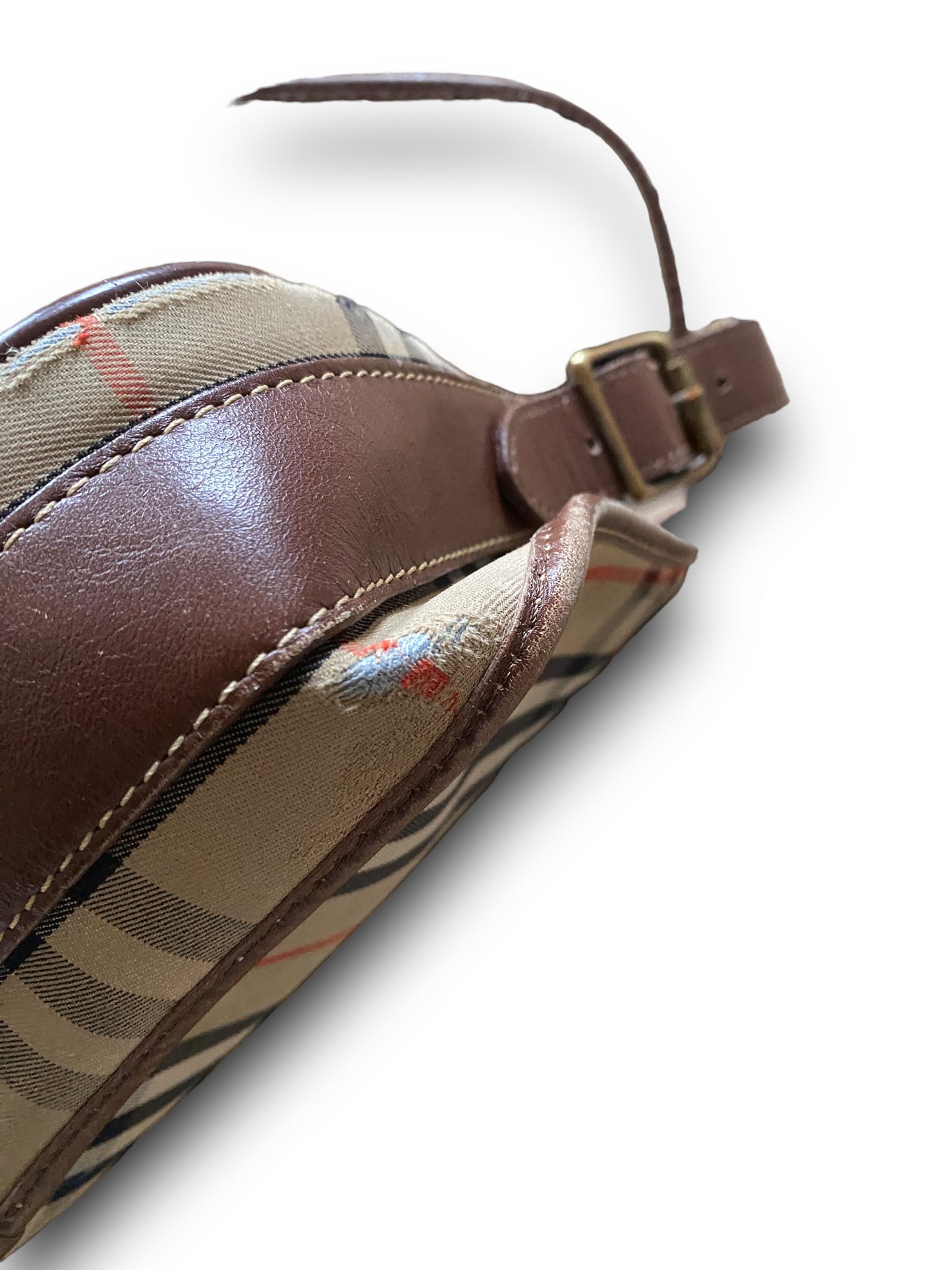 BURBERRYS LEATHER X CANVAS CROSSBODY BAG