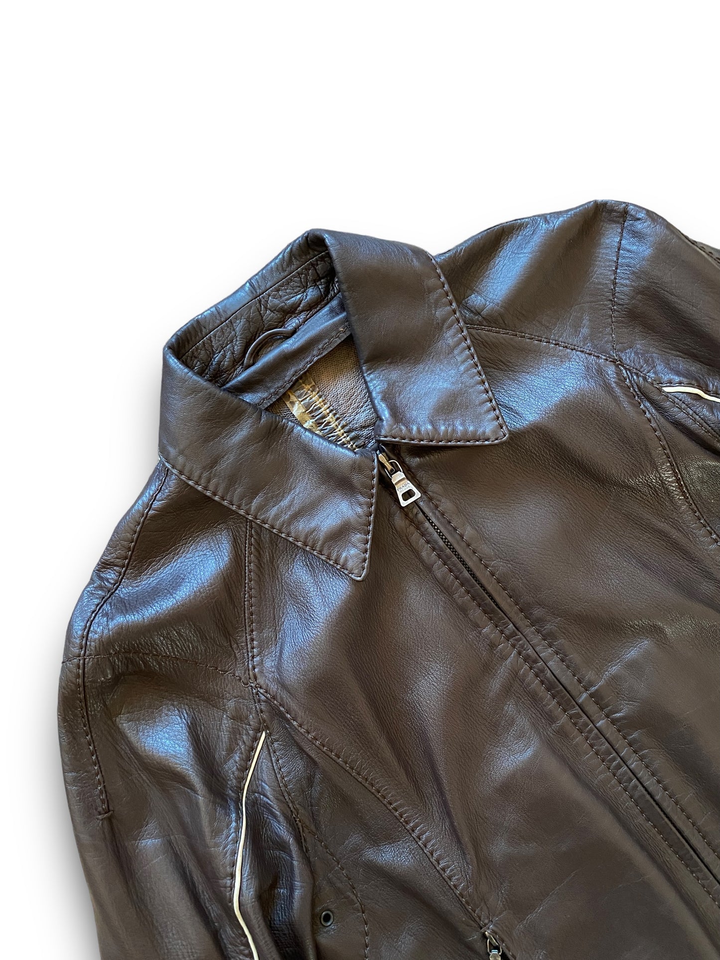 PRADA SPORT MOTORS BROWN LEATHER JACKET