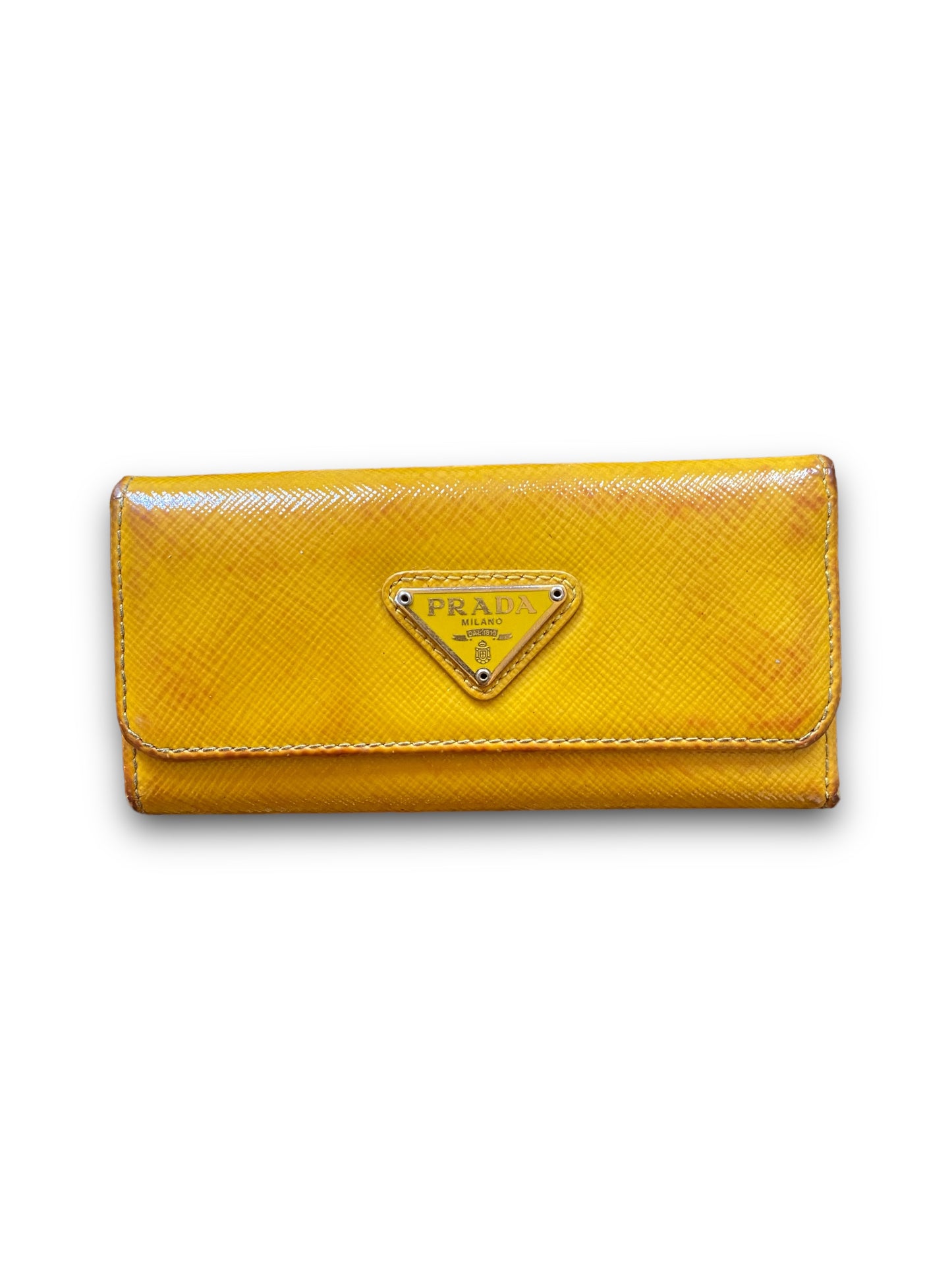 PRADA YELLOW SAFFIANO LEATHER KEYS WALLET
