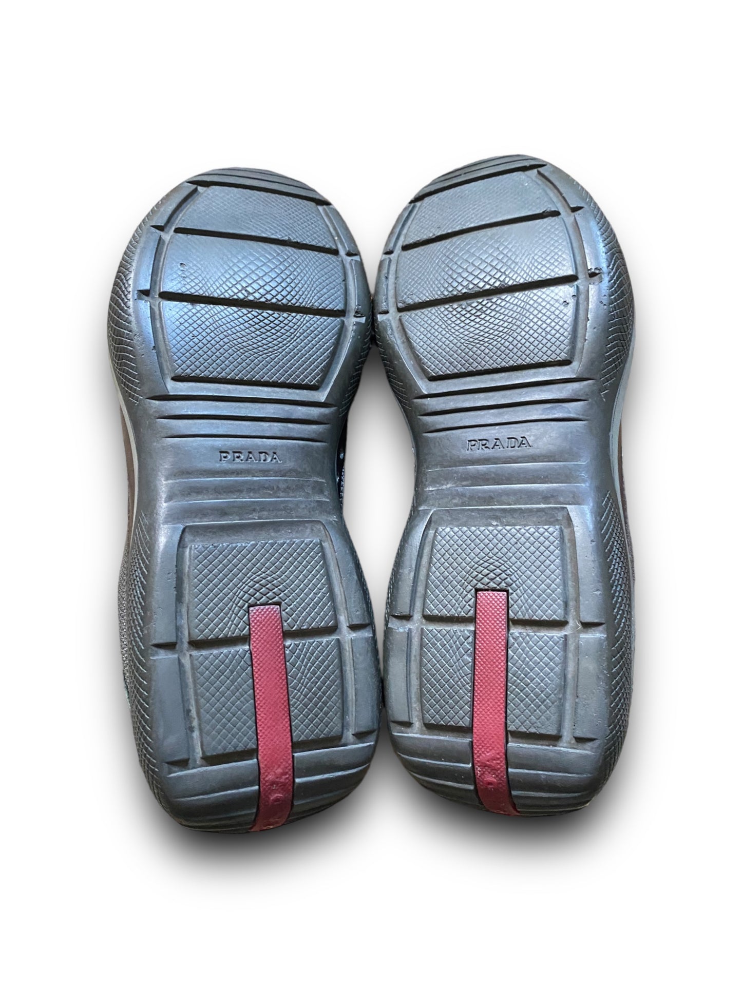 PRADA GREY SILVER LEATHER AMERICA’S CUP SHOES