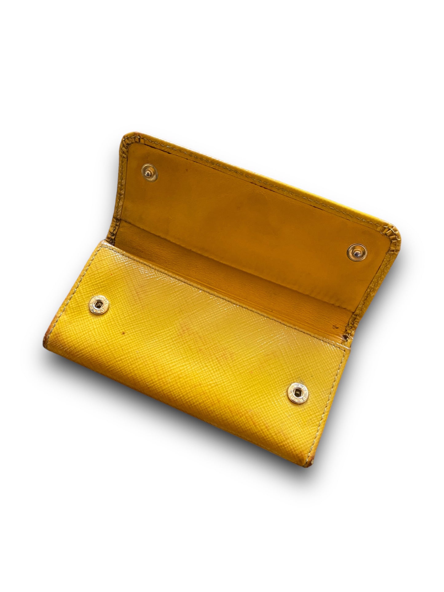 PRADA YELLOW SAFFIANO LEATHER KEYS WALLET