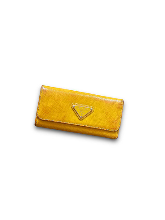 PRADA YELLOW SAFFIANO LEATHER KEYS WALLET