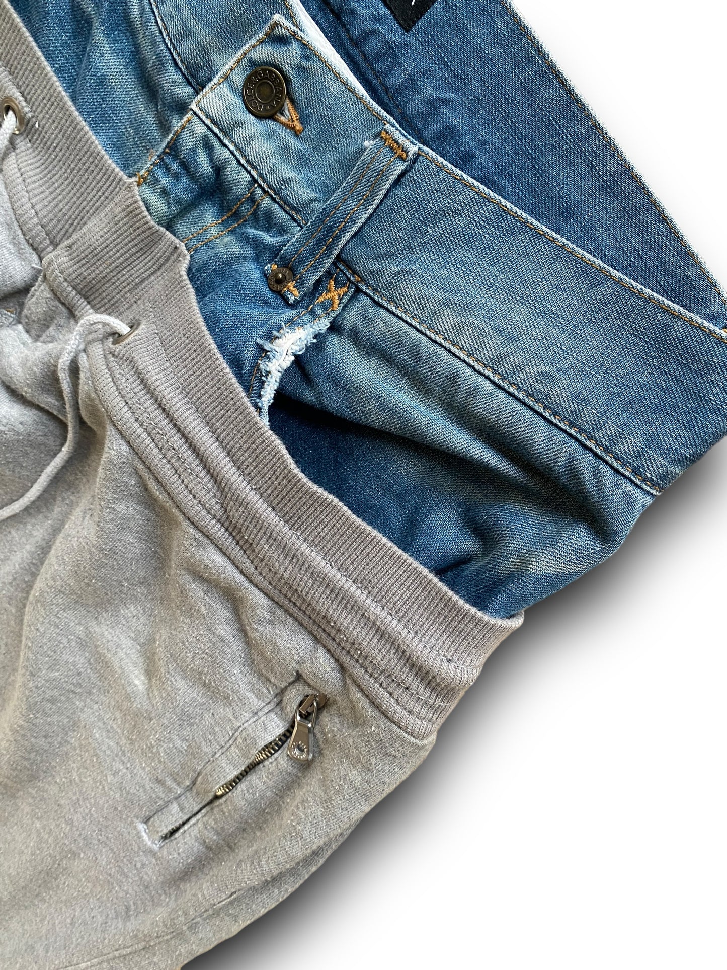 DOLCE & GABBANA 2008 DOUBLE WAISTED DENIM JOGGERS (S-M)