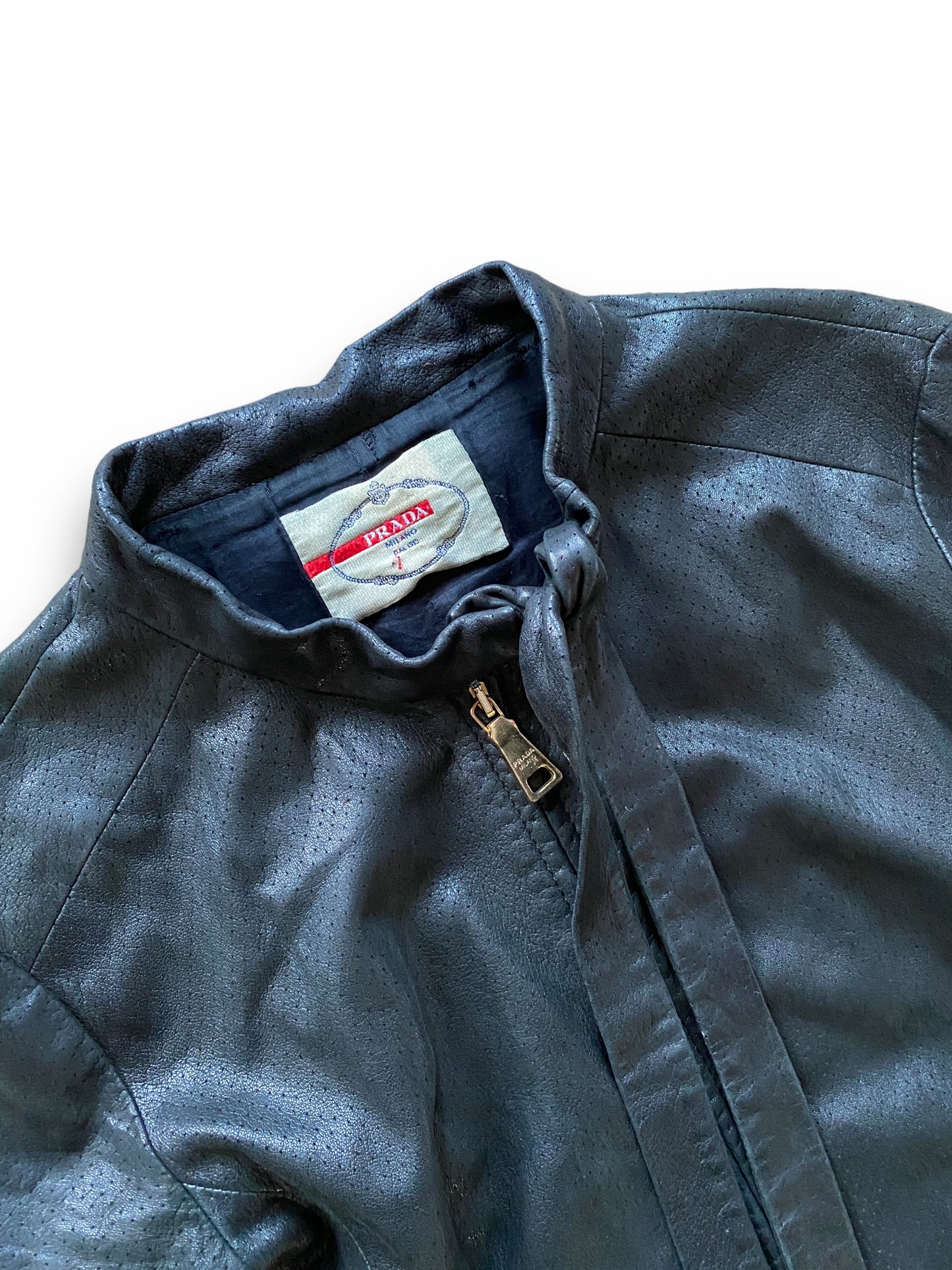 PRADA BLACK LEATHER JACKET (44IT-S)