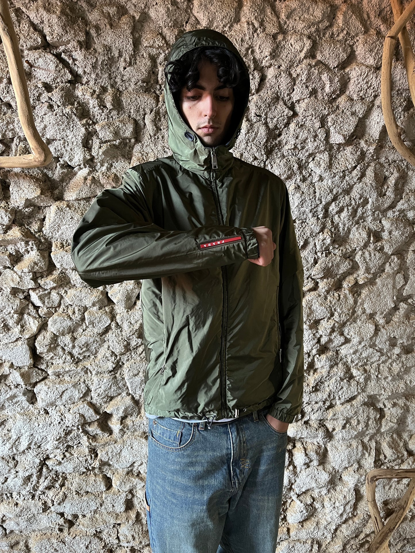 PRADA SPORT REVERSIBLE BLUE & KAKI JACKET (M)