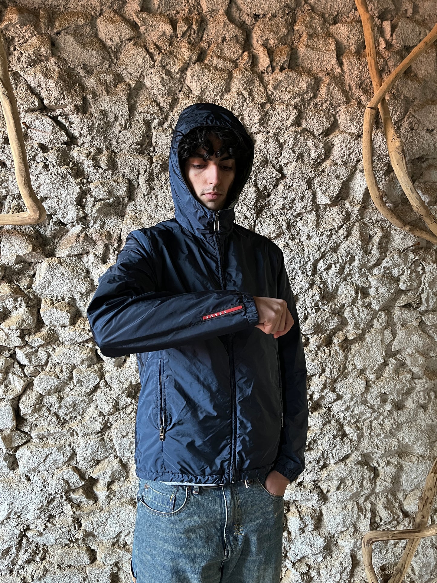 PRADA SPORT REVERSIBLE BLUE & KAKI JACKET (M)