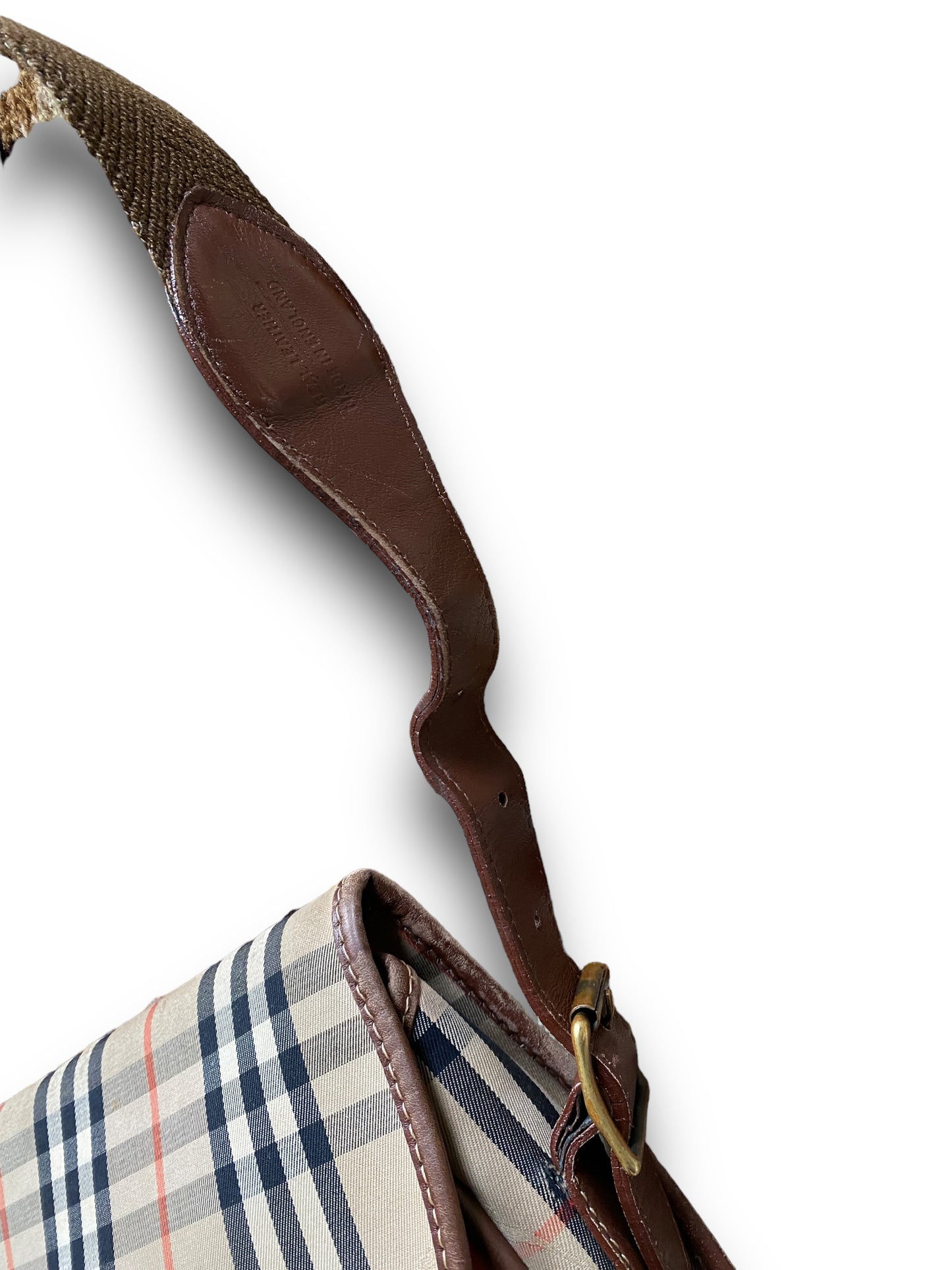 BURBERRYS LEATHER X CANVAS CROSSBODY BAG