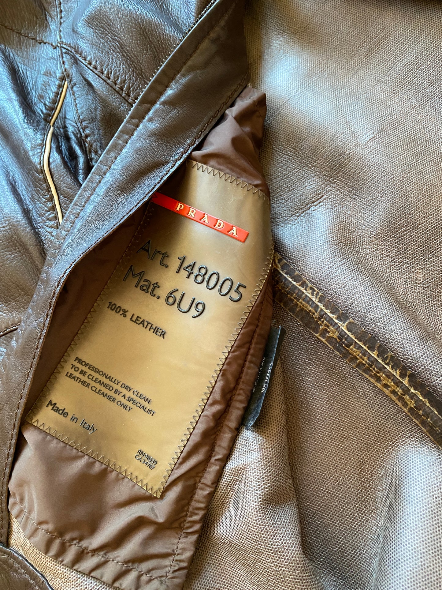 PRADA SPORT MOTORS BROWN LEATHER JACKET