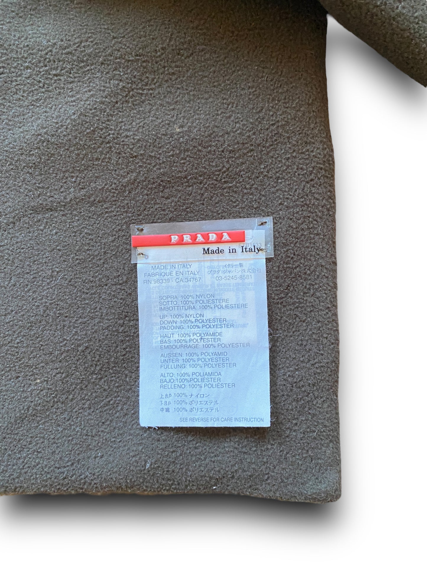 PRADA SPORT KAKI NYLON SCARF W POCKETS