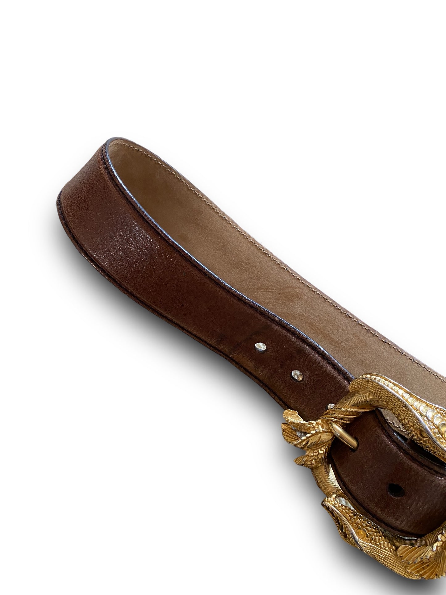 PRADA BROWN SNAKE LEATHER BELT