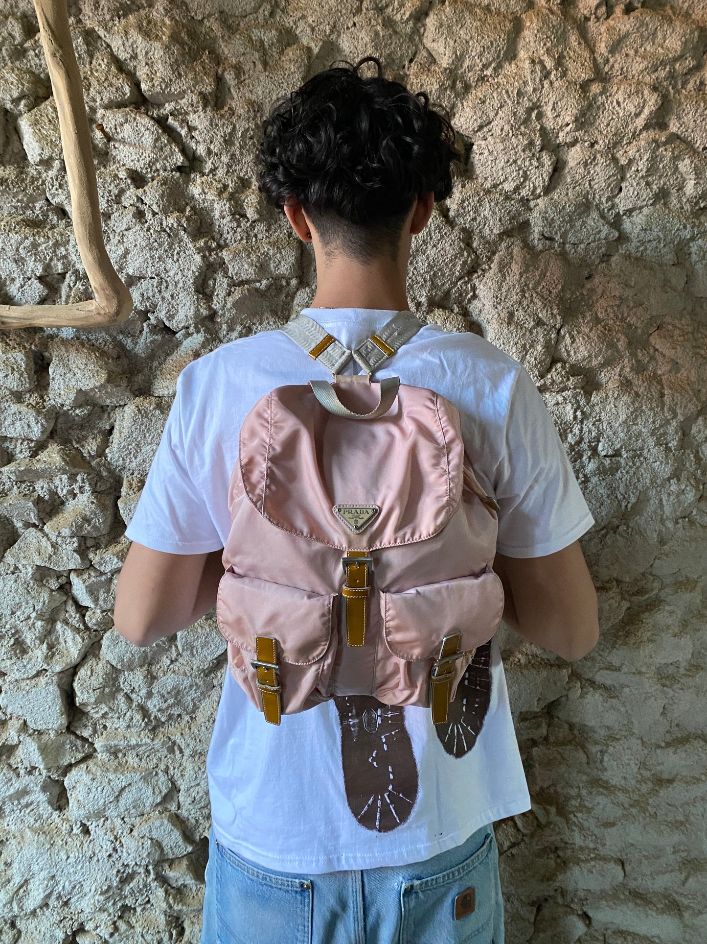 PRADA PINK TRIANGLE BACKPACK