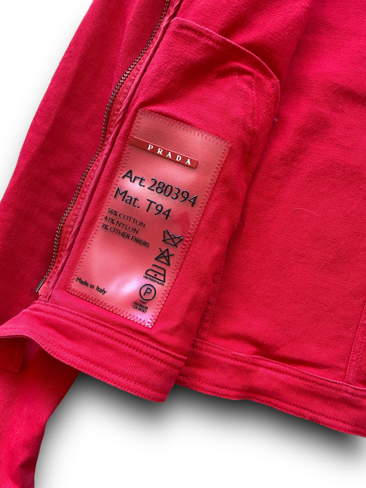 PRADA SPORT RED DENIM JACKET & TOTE BAG (M)