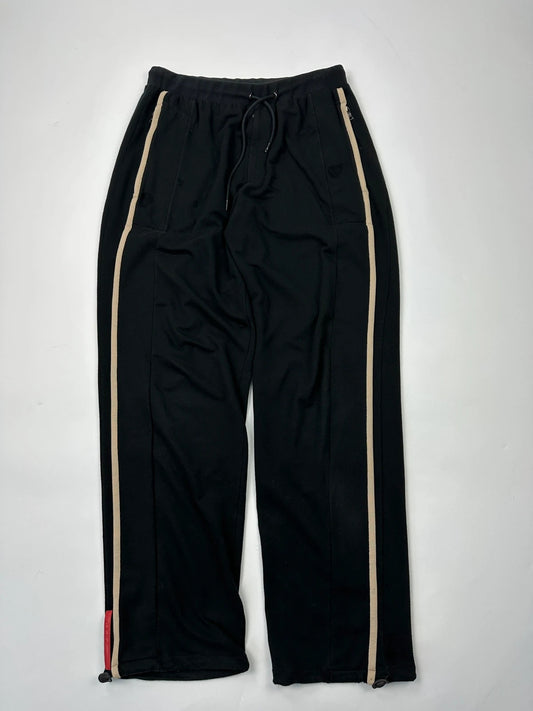 Prada Sport FW2002 Jet Black Stripes Joggers Baggy Track Pants