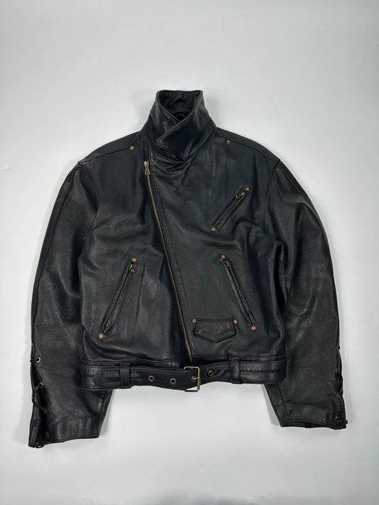 Versace 90’s Black Leather Perfecto Laces Jacket