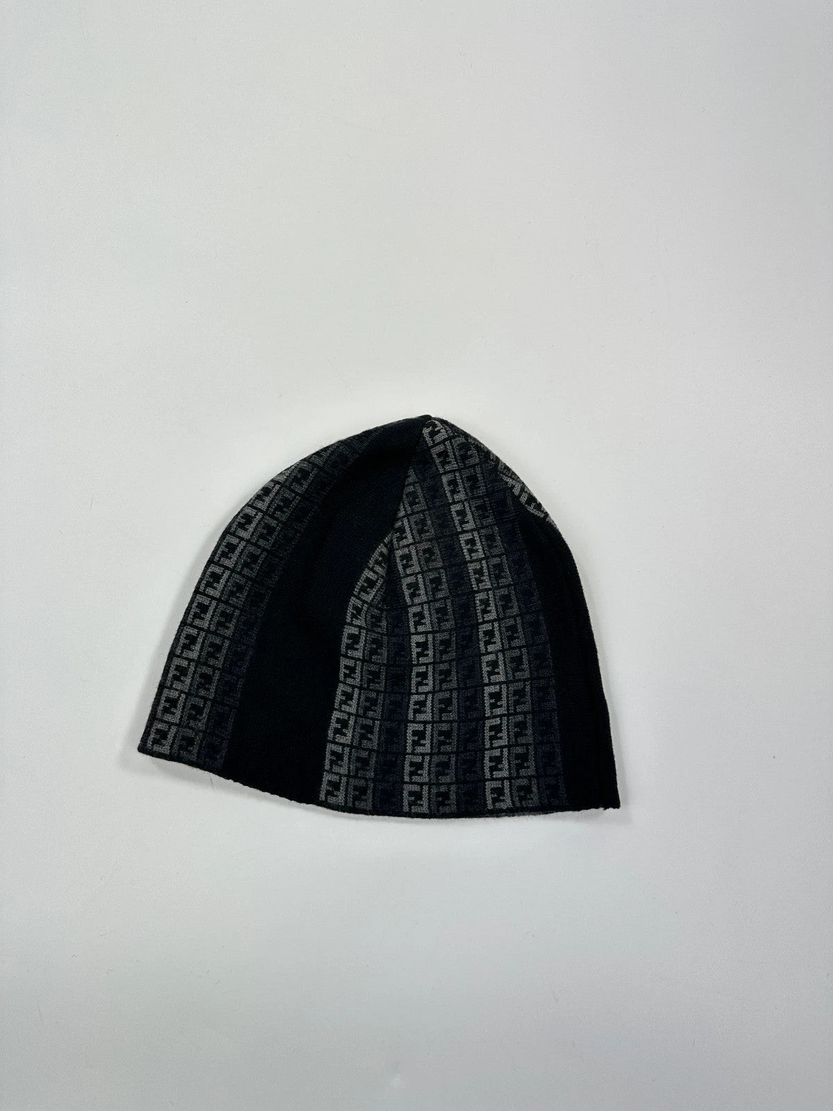 Fendi Black & Grey Wool Multi Monogram FF Logo Beanie