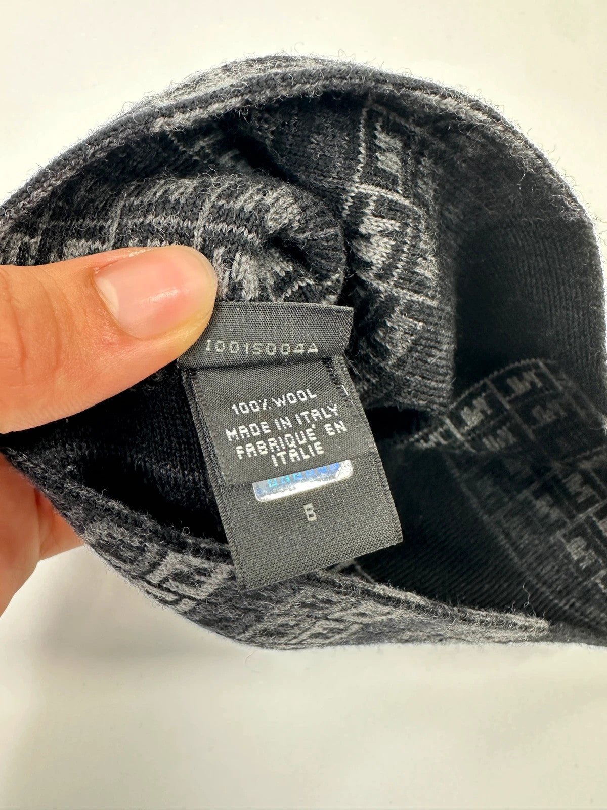 Fendi Black & Grey Wool Multi Monogram FF Logo Beanie