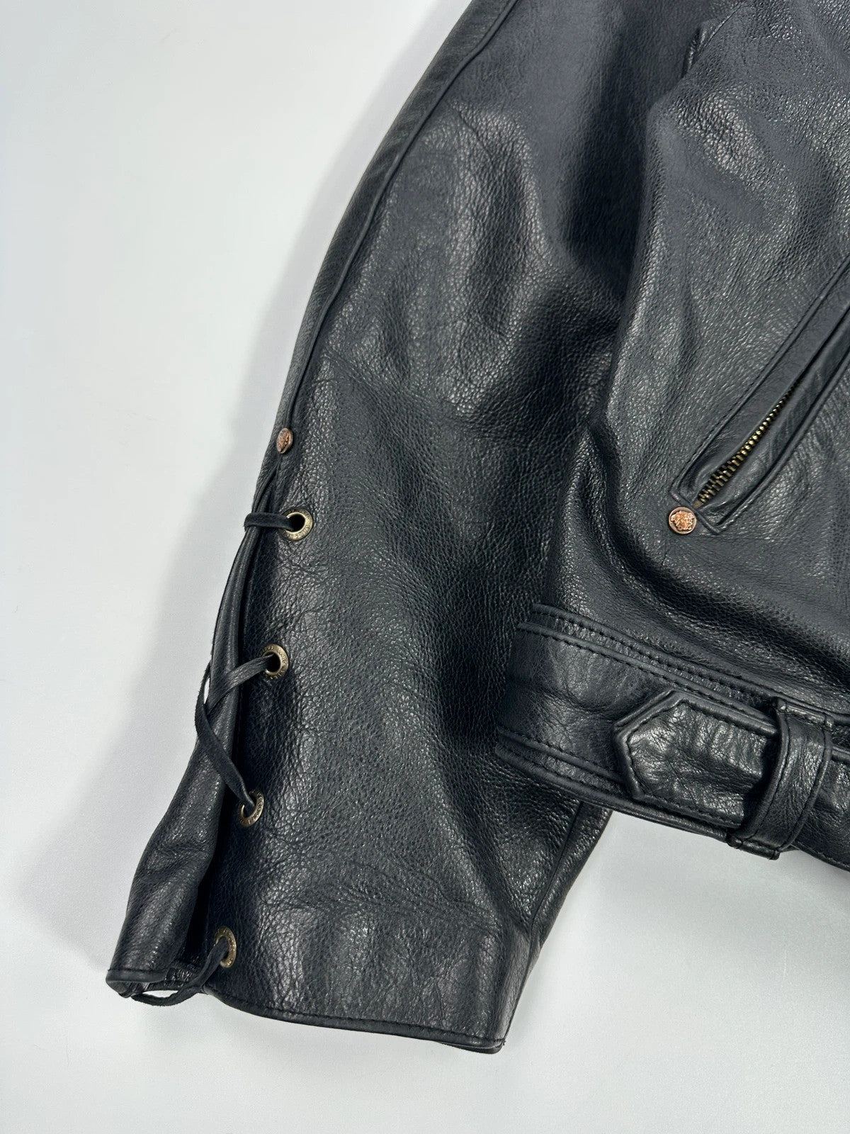 Versace 90’s Black Leather Perfecto Laces Jacket