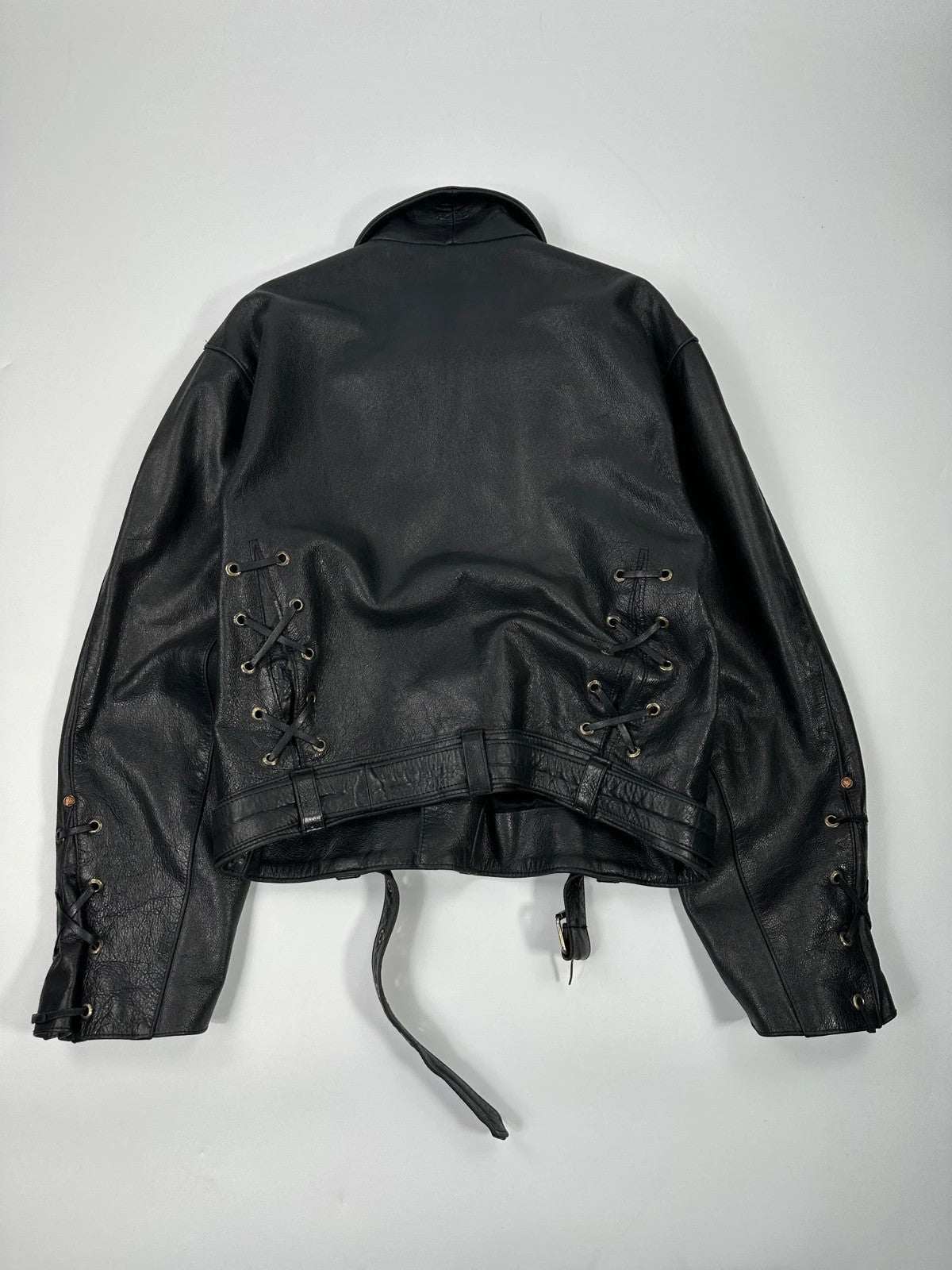 Versace 90’s Black Leather Perfecto Laces Jacket
