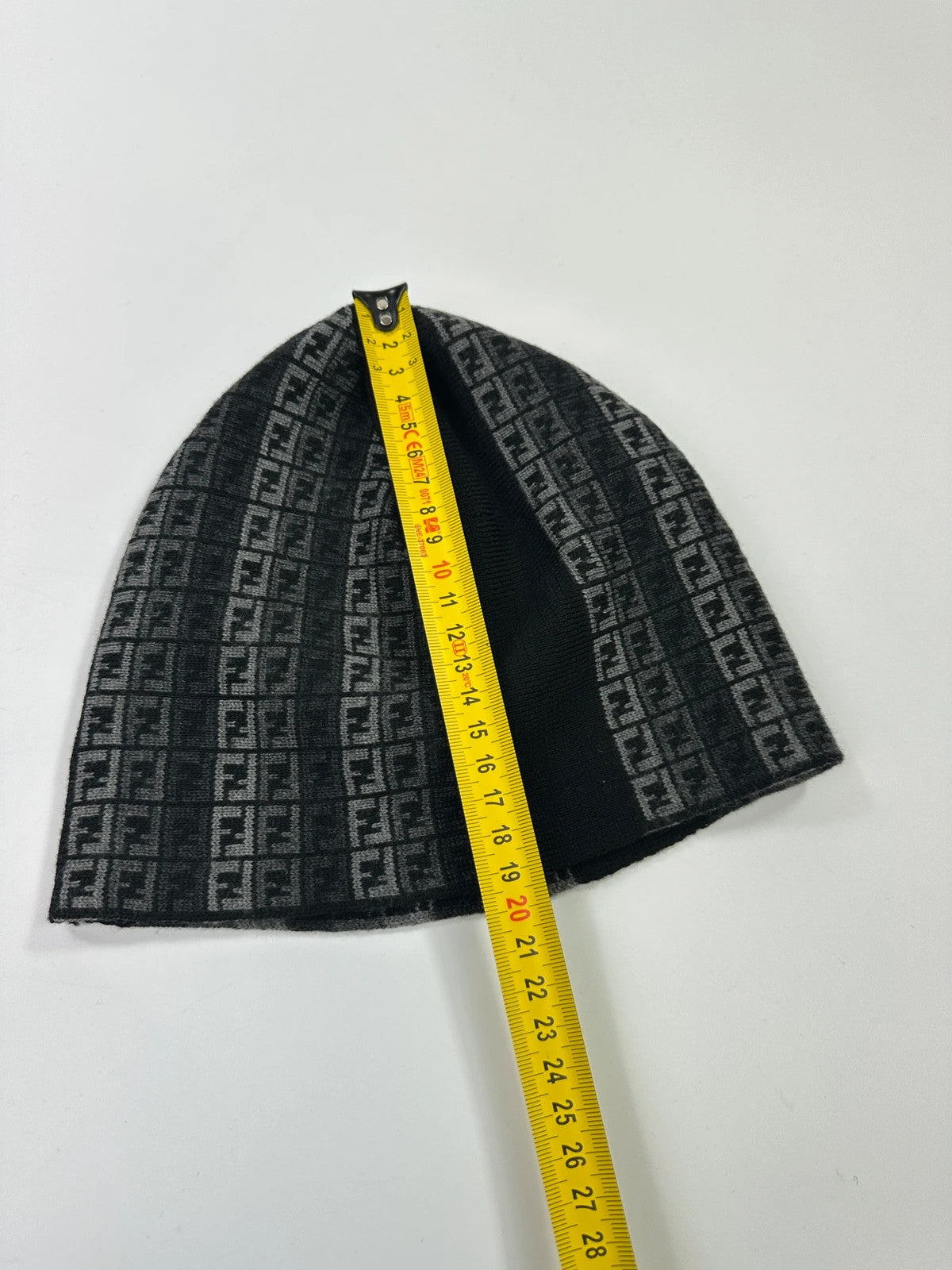 Fendi Black & Grey Wool Multi Monogram FF Logo Beanie