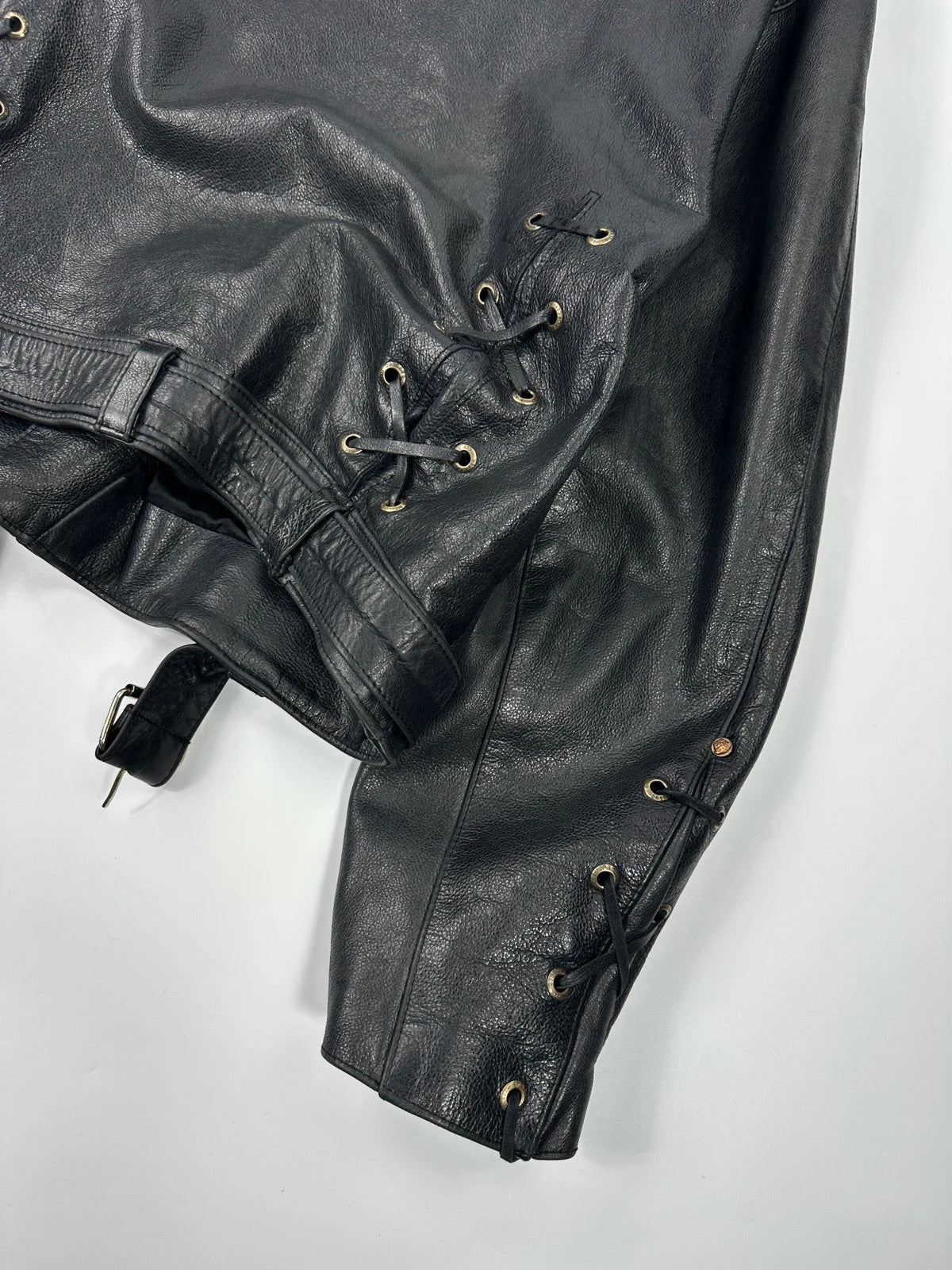 Versace 90’s Black Leather Perfecto Laces Jacket