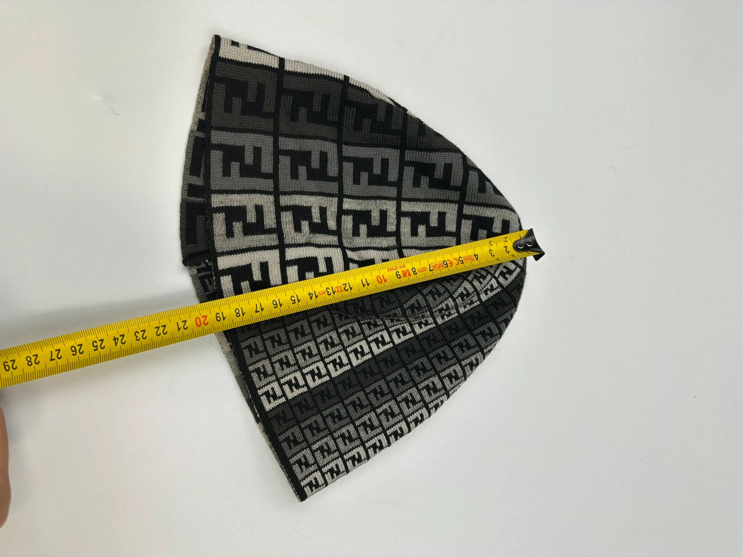 Fendi Multi FF Zucca Monogram Black & Grey Wool Beanie