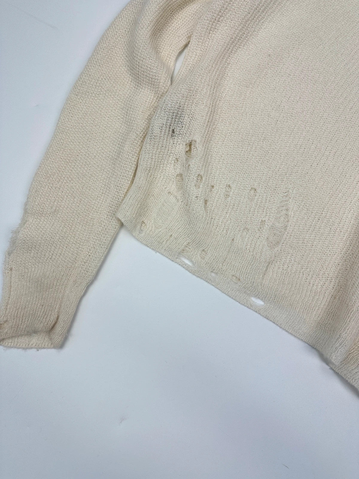 Acne Studio SS2017 Destroy Holes Knit Beige & White Sweater