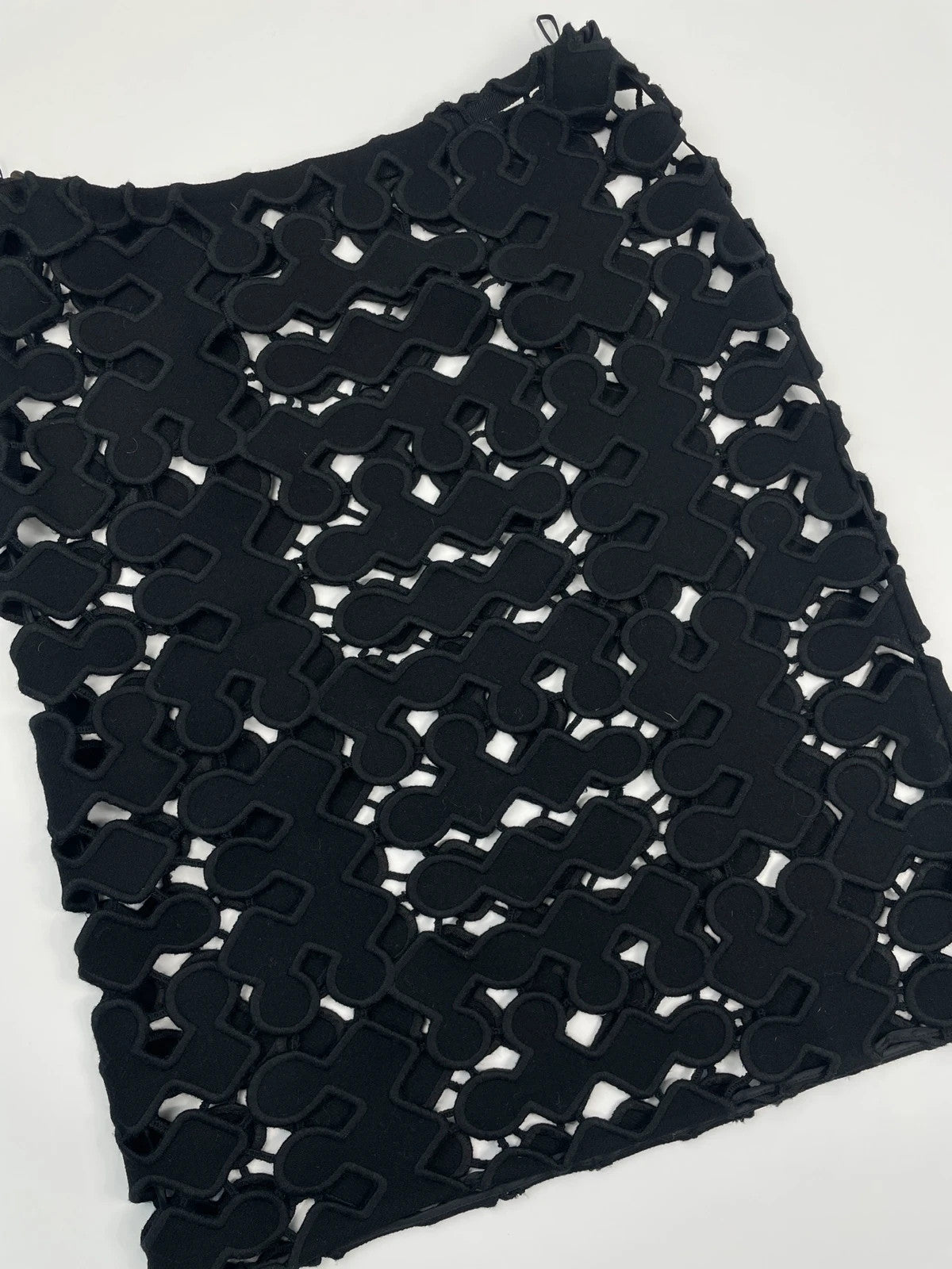 Miu Miu SS2008 Black Laser Cut Holes Wool Skirt