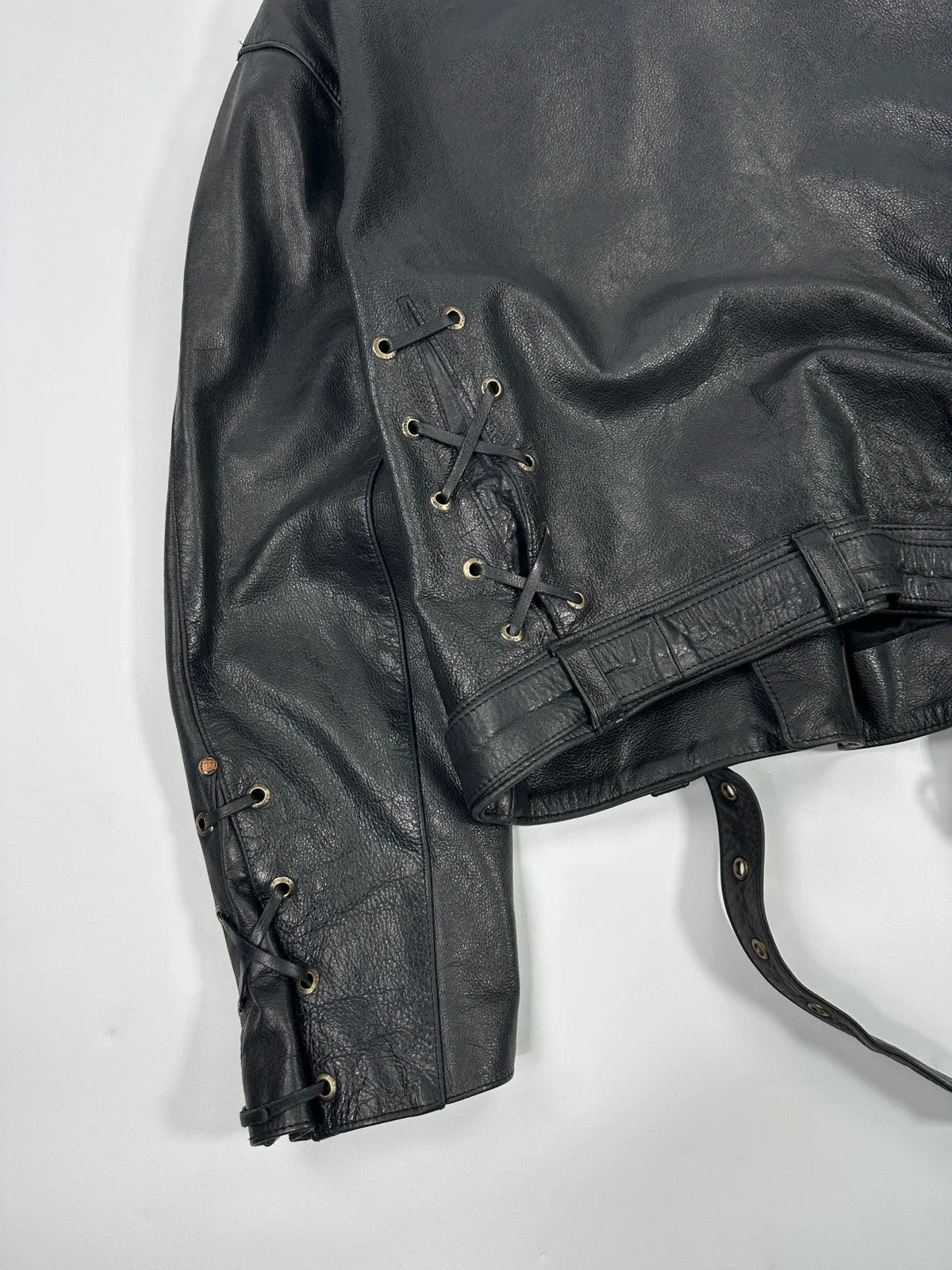 Versace 90’s Black Leather Perfecto Laces Jacket