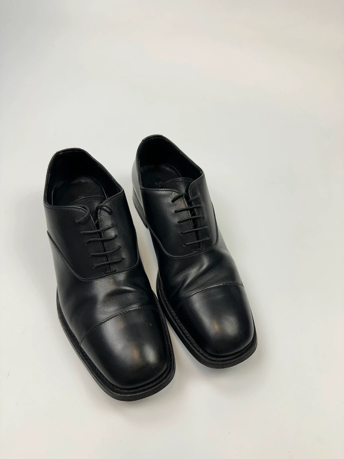 Prada Milano 90’s Black Patent Leather Derby Dress Shoes