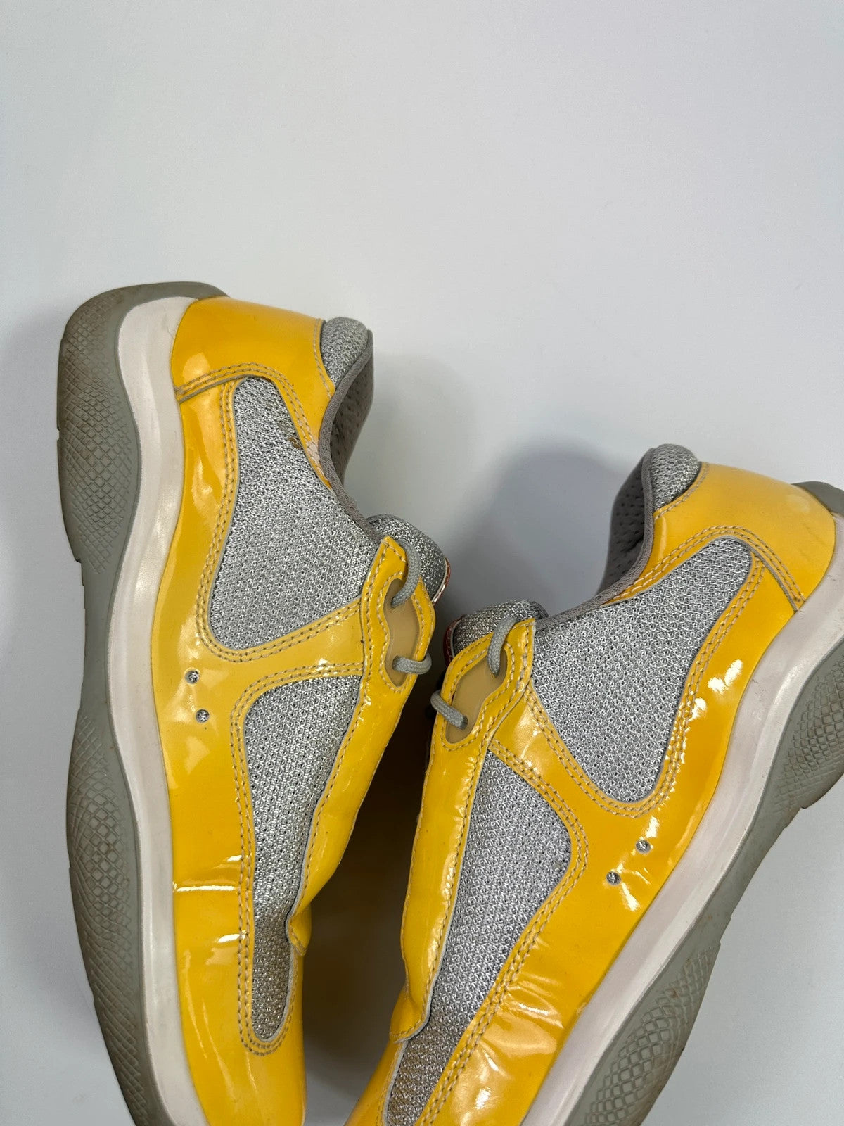 Prada Sport 00’s America’s Cup Yellow Patent Leather Sneakers Shoes