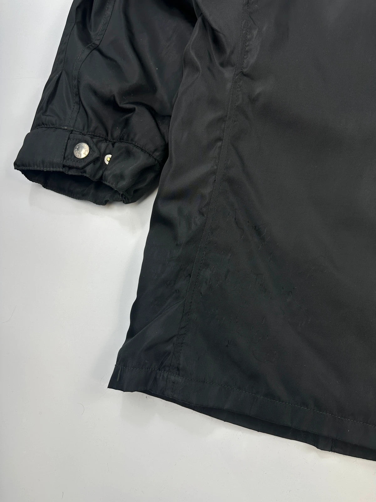 Prada Milano FW1997 Black Nylon & Leather Parka Long Coat Padded Linning