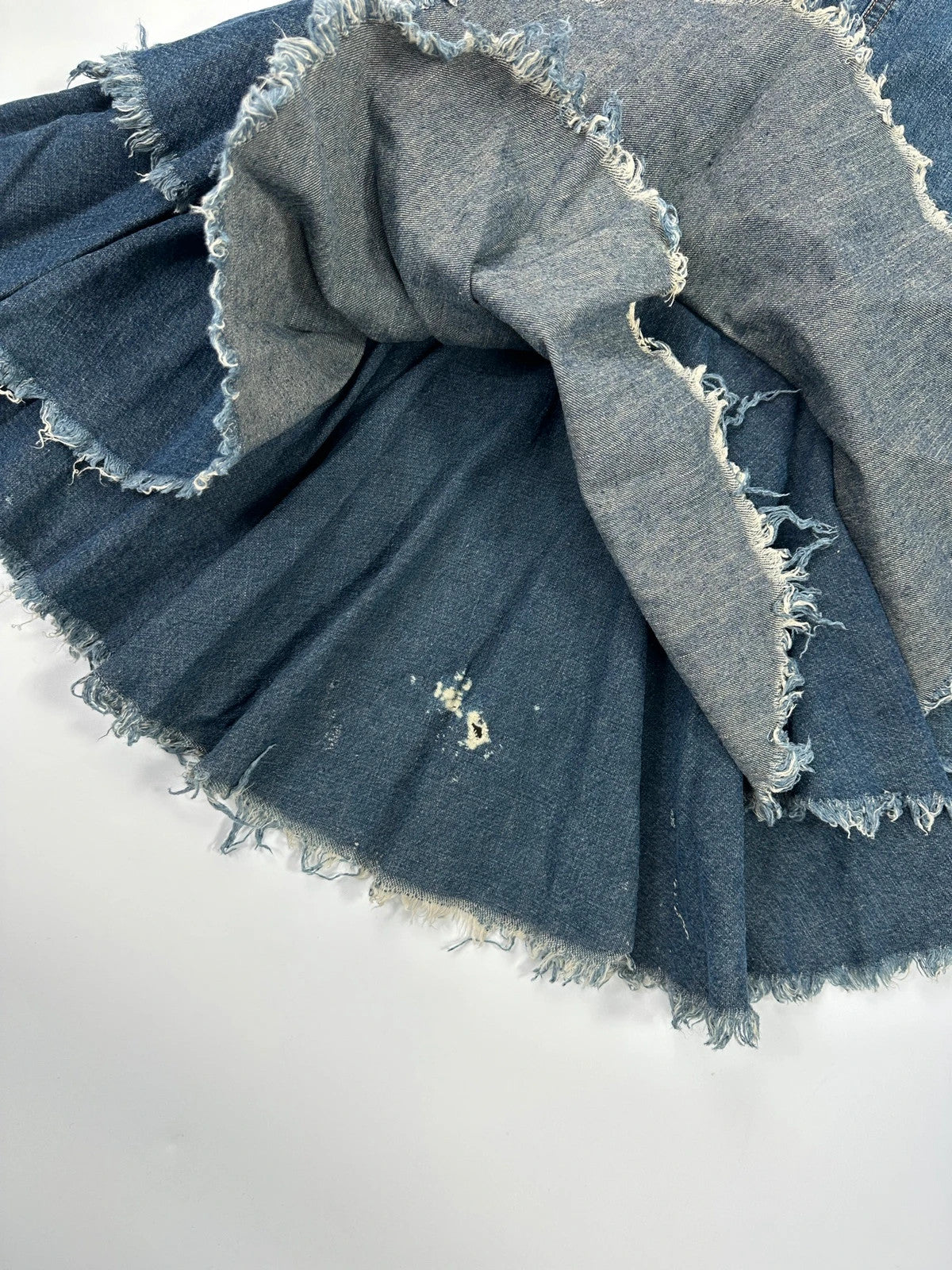 Pleins Sud 90’s Asymetrical Mid Length Fluffy Light Denim Skirt