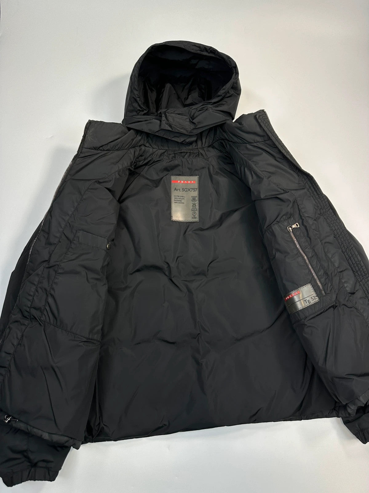 Prada Sport FW2008 Black Nylon Down Hooded Puffer Jacket