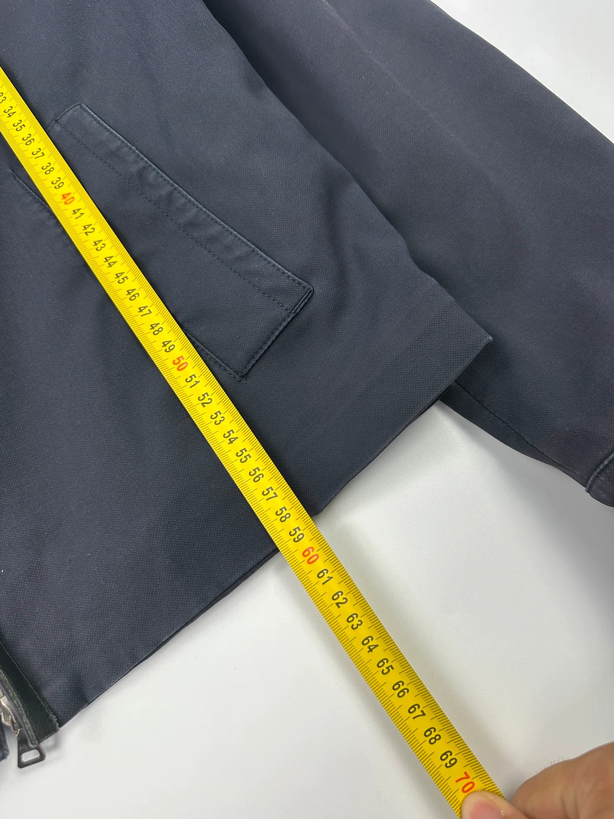 Prada Milano FW2004 Navy Blue Leather Elbow Pad Cotton Jacket