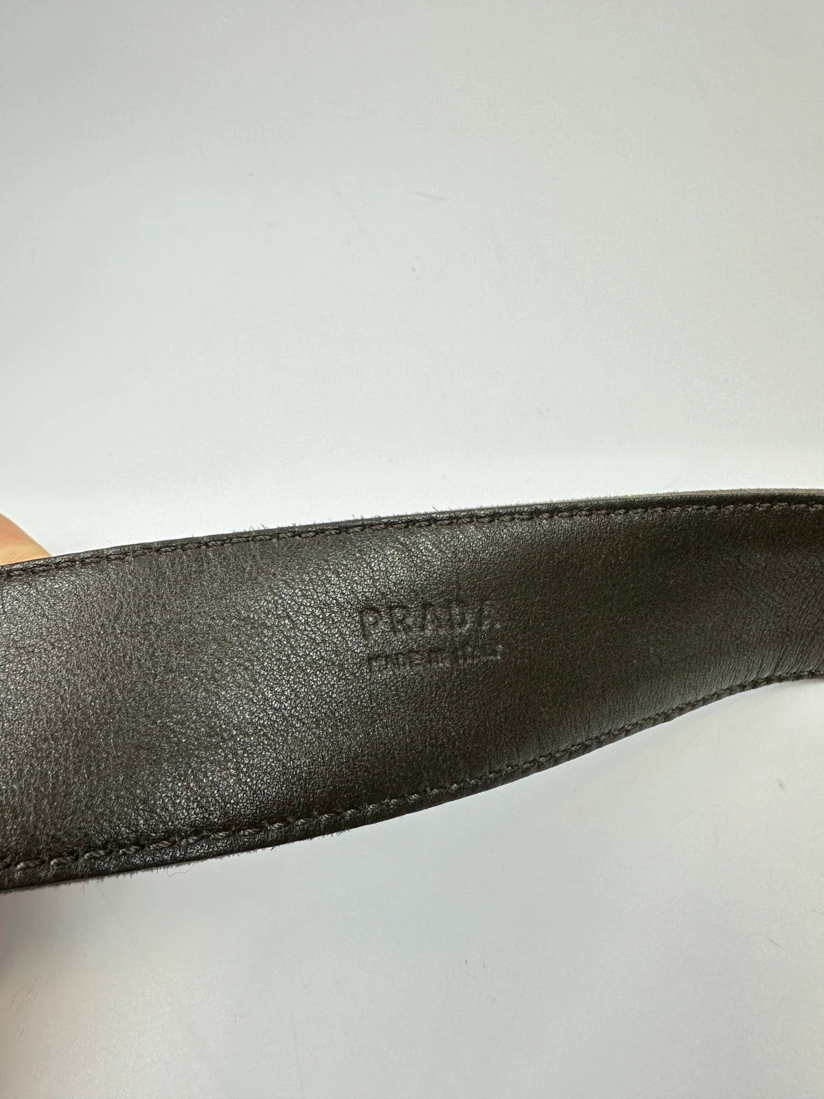 Prada Milano Brown Leather Silver Studded Belt