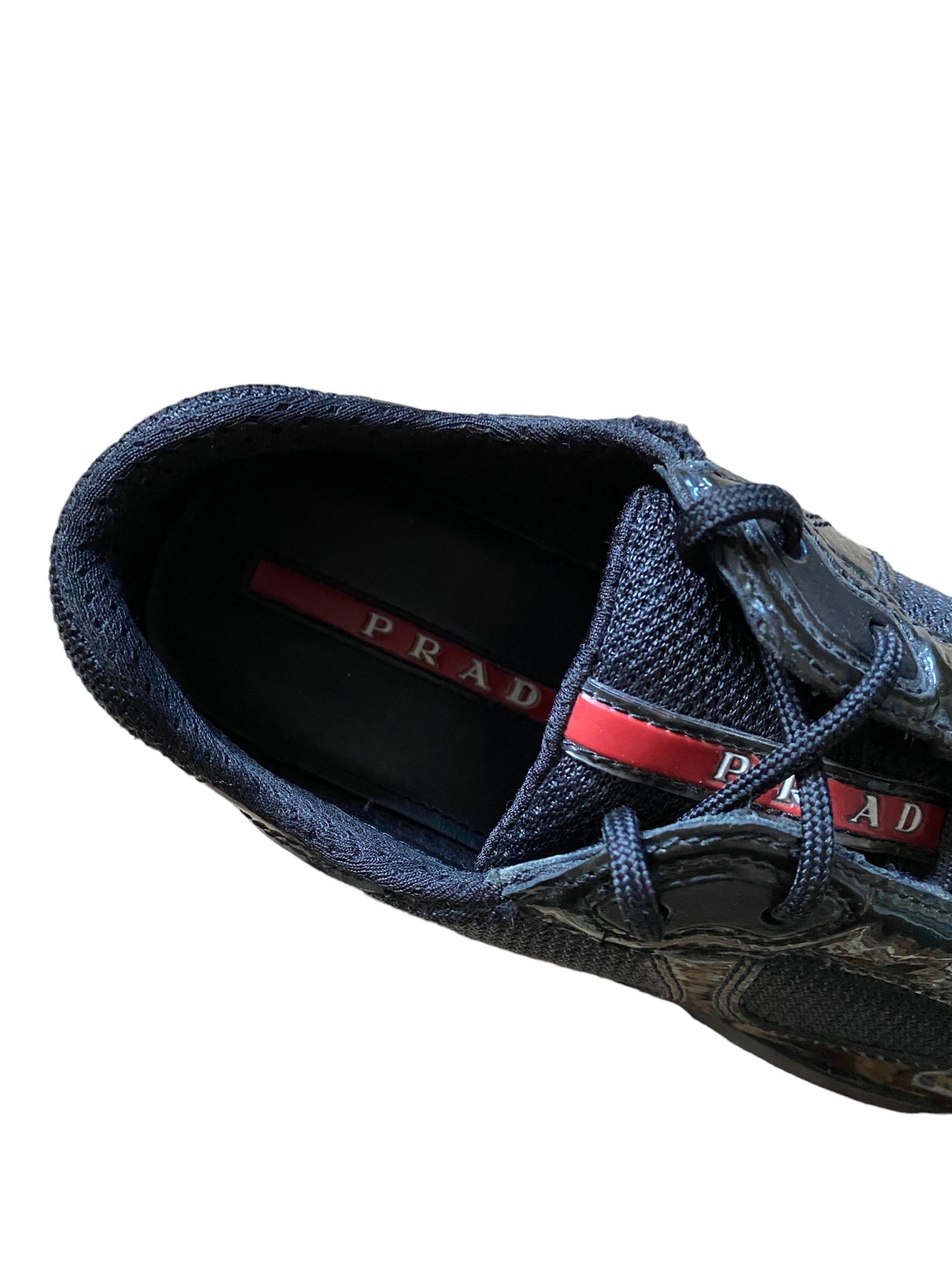 PRADA DARK GREEN LEATHER VERNIS PATENT AMERICA’S CUP SHOES